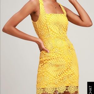 Yellow lace lulus dress